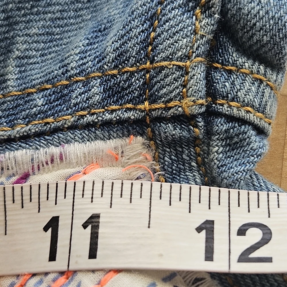 Urban Outfitters BDG Womens High Rise Patchwork Boho Flare Raw Hem Jeans Sz 27 - Picture 14 of 16